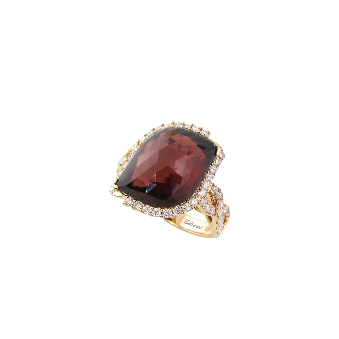 Garnet Ring with Diamond Accents
