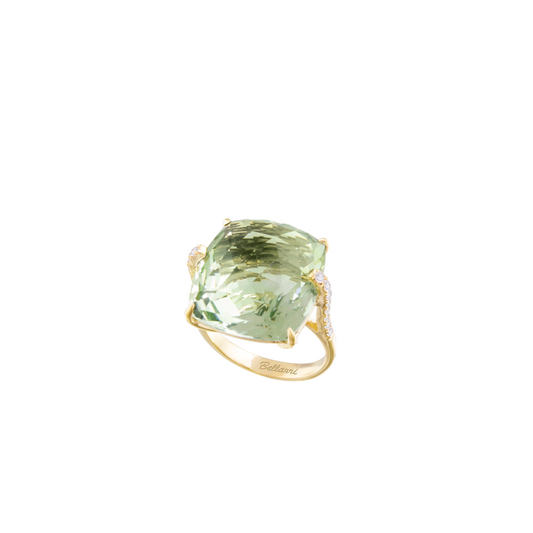 Prasiolite and Diamond Ring