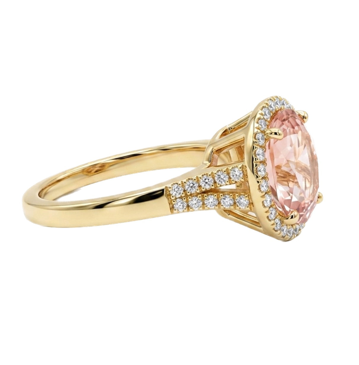 Kate Pink Tourmaline Ring with Diamond Halo