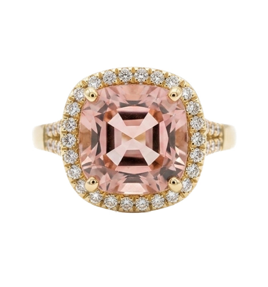 Kate Pink Tourmaline Ring with Diamond Halo