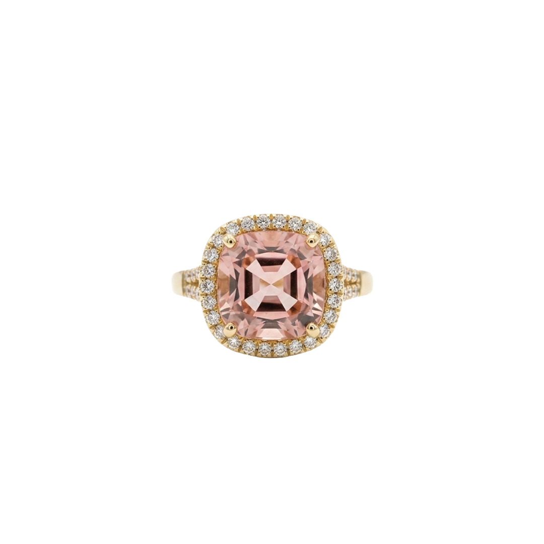 Kate Pink Tourmaline Ring with Diamond Halo