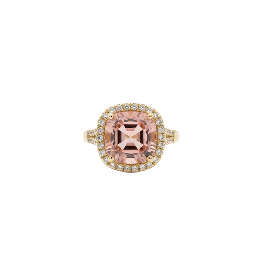 Kate Pink Tourmaline Ring with Diamond Halo