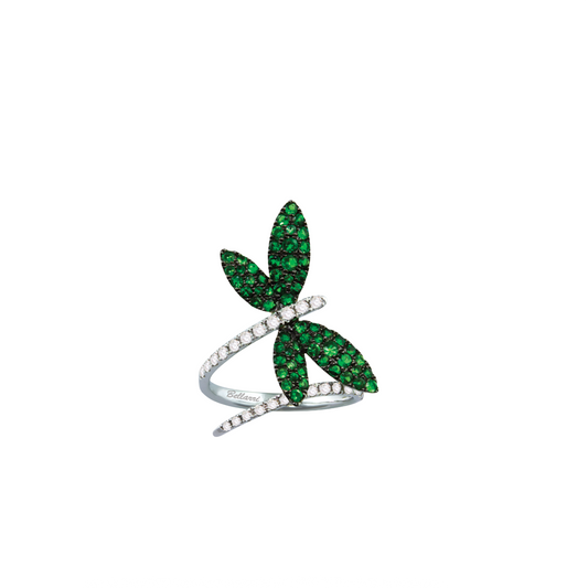 Butterfly Wrap Ring with Tsavorite and Diamonds
