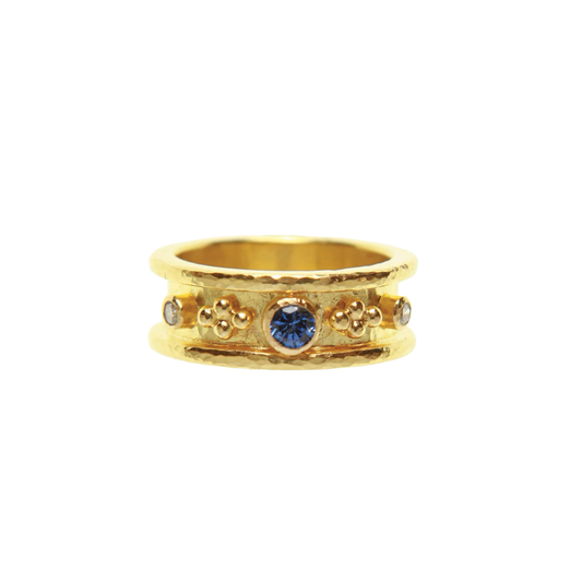 Sapphire and daisy Narrow Straight Cigar Band