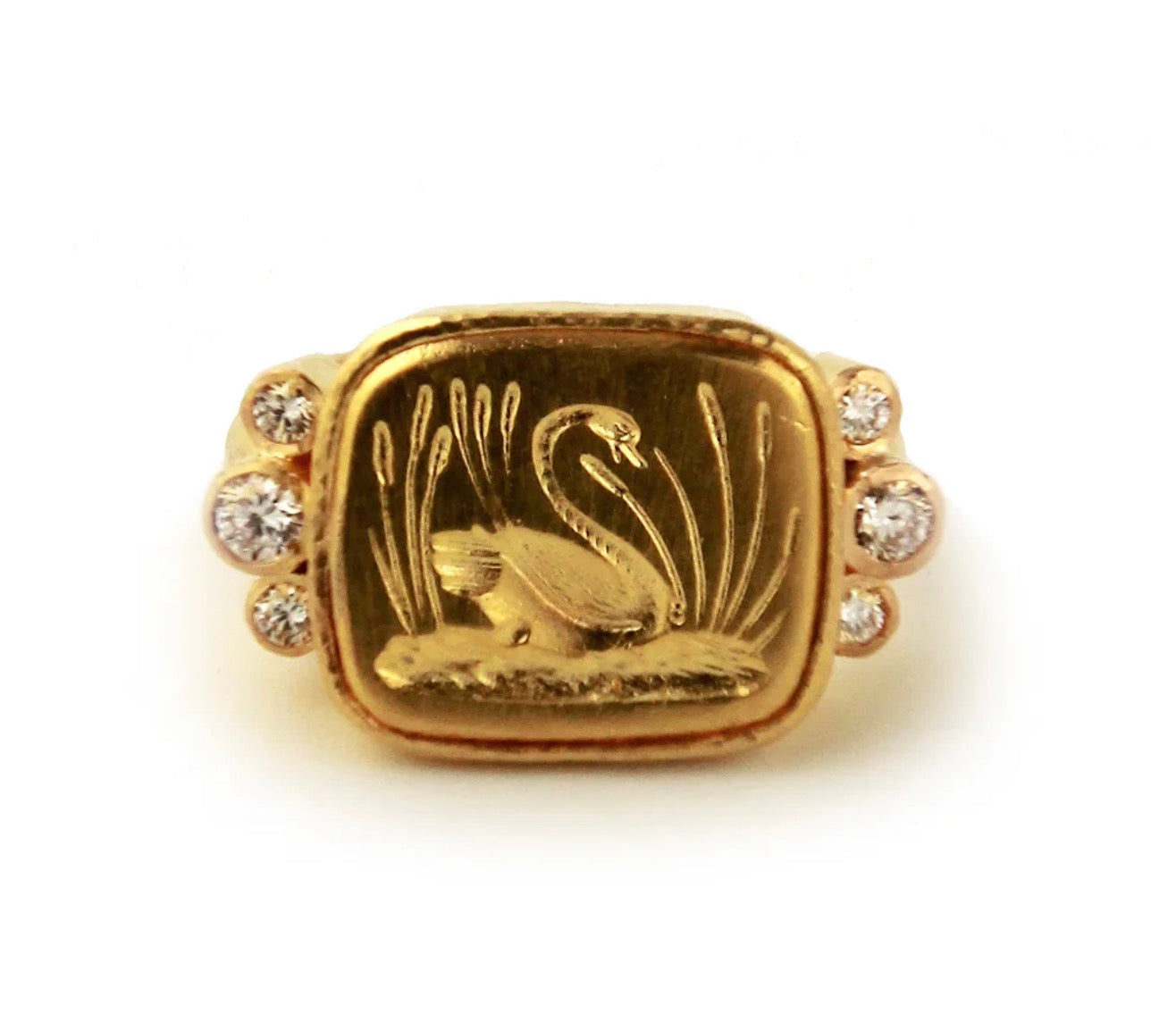 Gold and Diamond Swan Ring