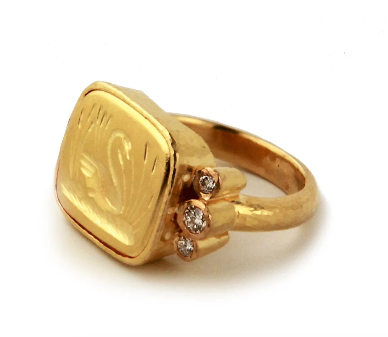 Gold and Diamond Swan Ring