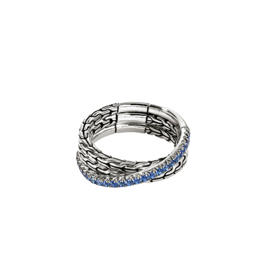 Crossover Ring with Blue Sapphires