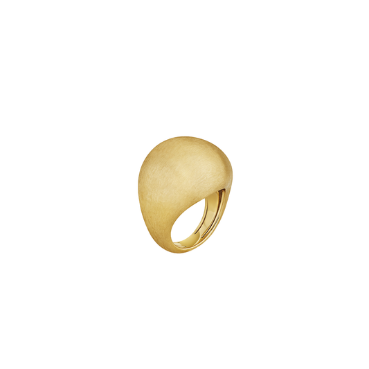 Gold High Dome Ring with Hand Engraved Finish