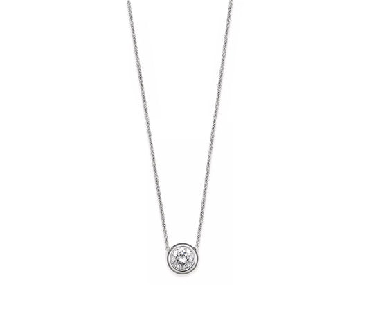 Bezel Set Diamond Necklace in White Gold