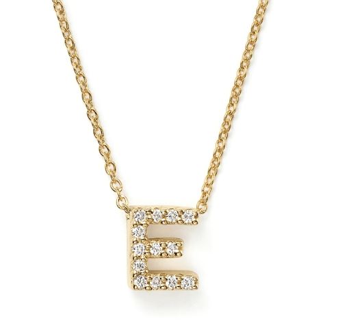 Diamond Love Letter "E" in Yellow Gold
