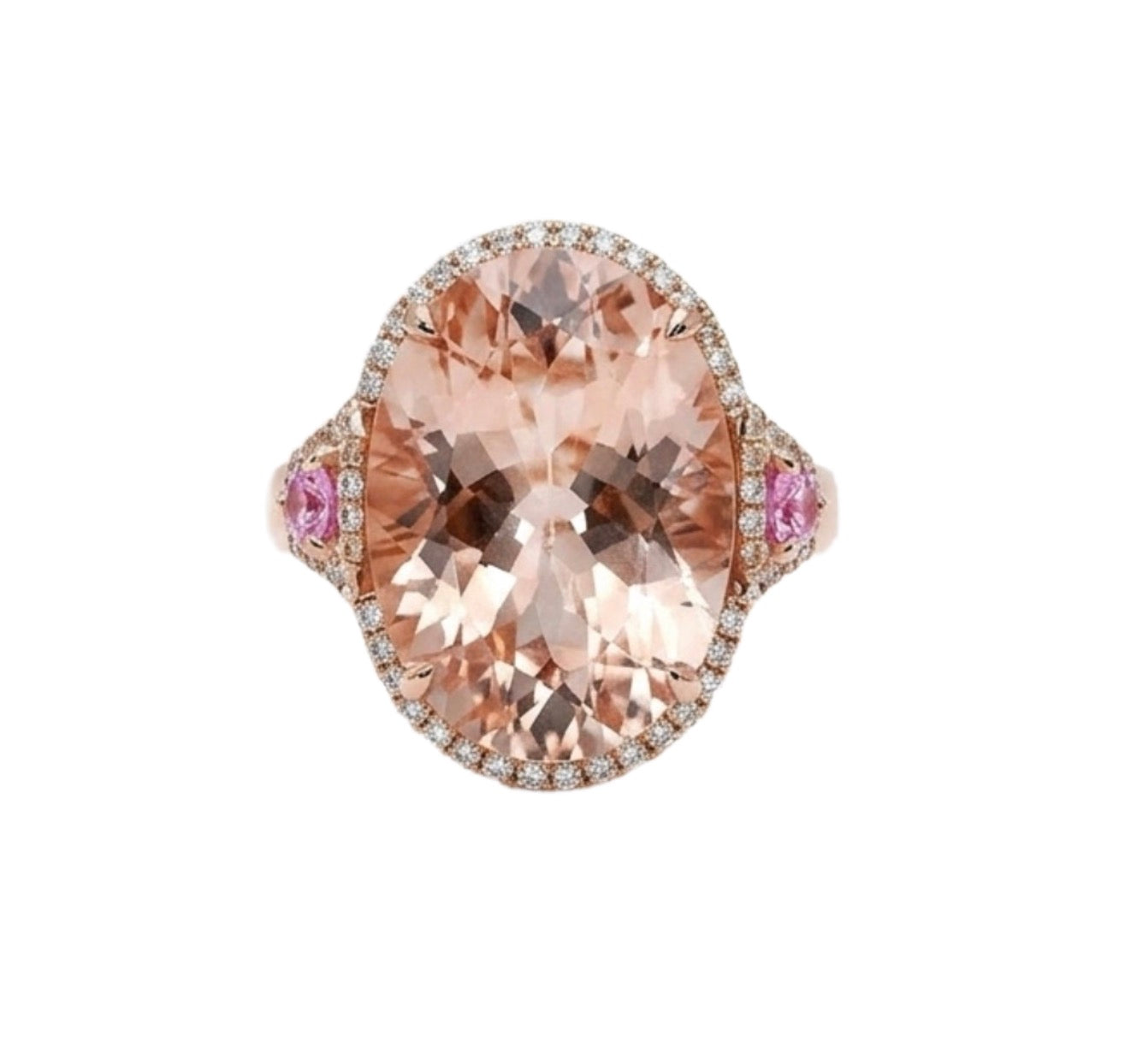 Oval Morganite Ring with Pink Sapphires