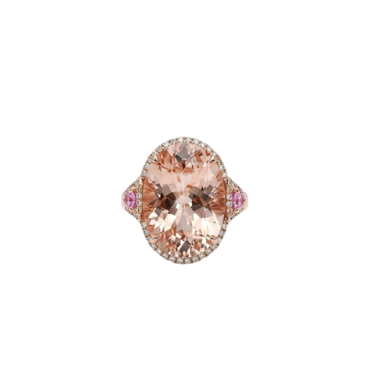 Oval Morganite Ring with Pink Sapphires
