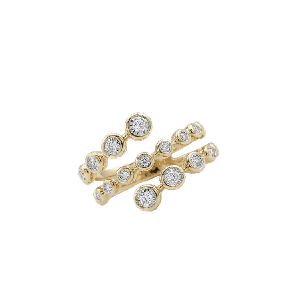 Graduating Bezel Set Diamond Wrap Ring