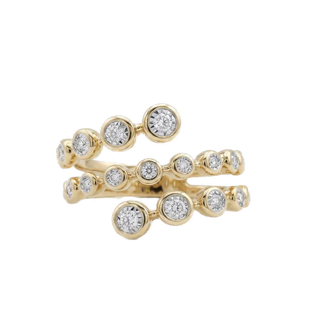 Graduating Bezel Set Diamond Wrap Ring