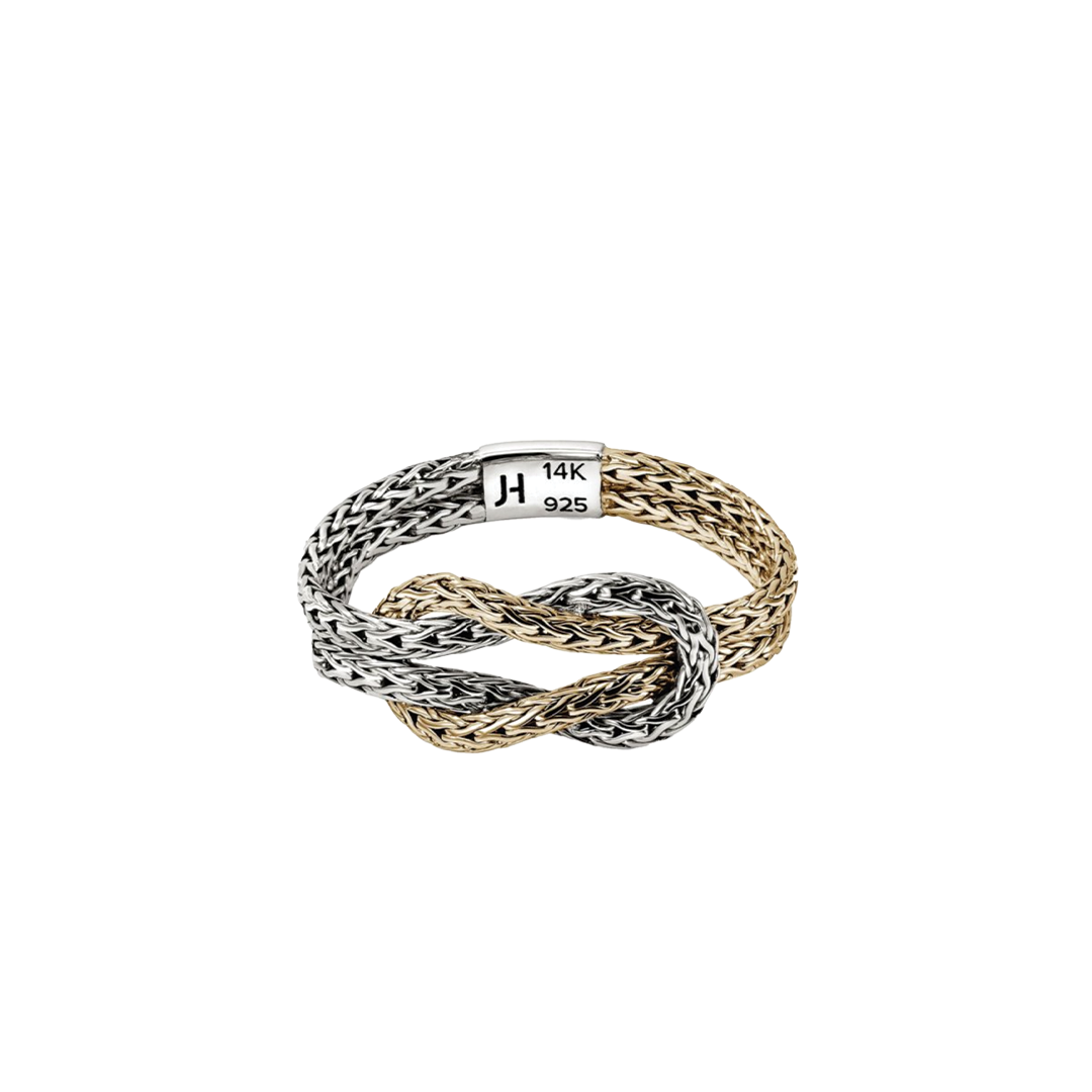 Two Tone 'Manah' Double Row Love Knot Ring
