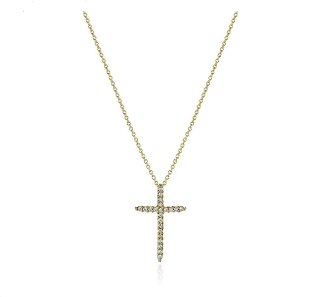 Thin Diamond Cross Pendant