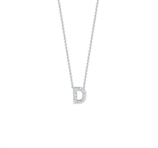 Tiny Treasures Diamond Love Letter "D" in White Gold