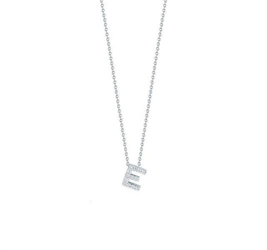 Tiny Treasures Diamond Love Letter "E" in White Gold