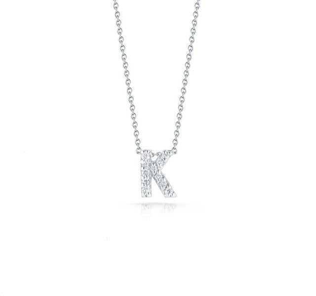 Tiny Treasures Diamond Love Letter "K" in White Gold