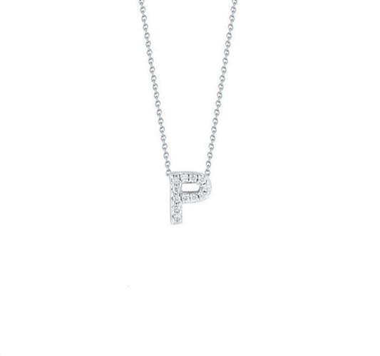 Tiny Treasures Diamond Love Letter "P" in White Gold