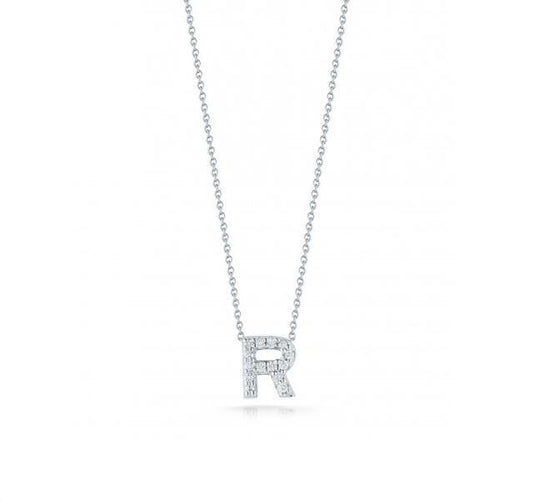 Tiny Treasures Diamond Love Letter "R" in White Gold