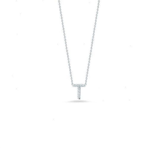 Tiny Treasures Diamond Love Letter "T" in White Gold