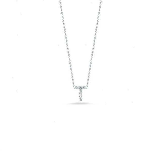 Tiny Treasures Diamond Love Letter "T" in White Gold