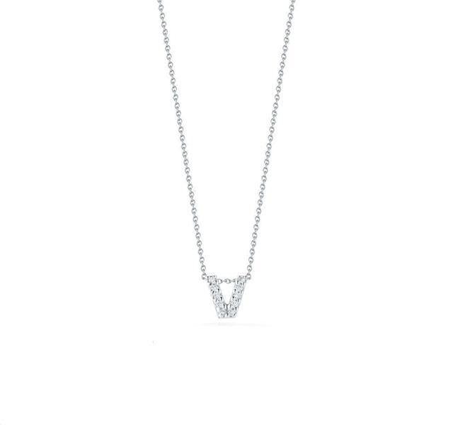 Tiny Treasures Diamond Love Letter "V" in White Gold