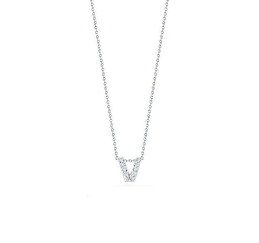 Tiny Treasures Diamond Love Letter "V" in White Gold