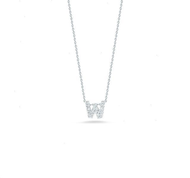 Tiny Treasures Diamond Love Letter "W" in White Gold