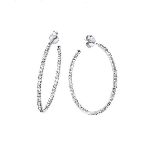 Micropave Large Perfect Diamond Hoops in White Gold