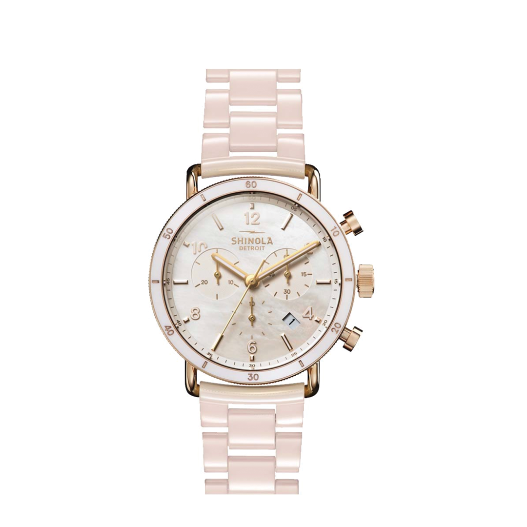 40mm Canfield Sport Watch with Blush Ceramic Bracelet