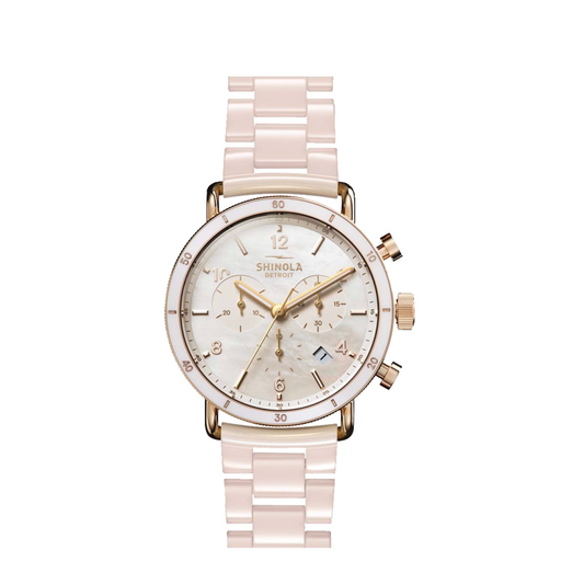 40mm Canfield Sport Watch with Blush Ceramic Bracelet