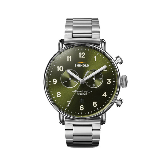 43mm Canfield Chronograph Watch with Dark Olive Dial