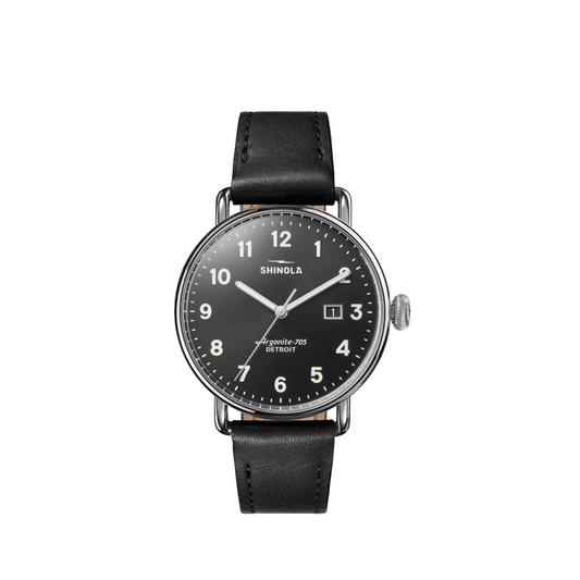 38mm Canfield Stainless Steel Ladies Watch with Black Dial