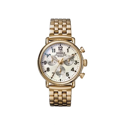 37mm Runwell 3 Eye Chronograph Watch with Mother of Pearl Dial