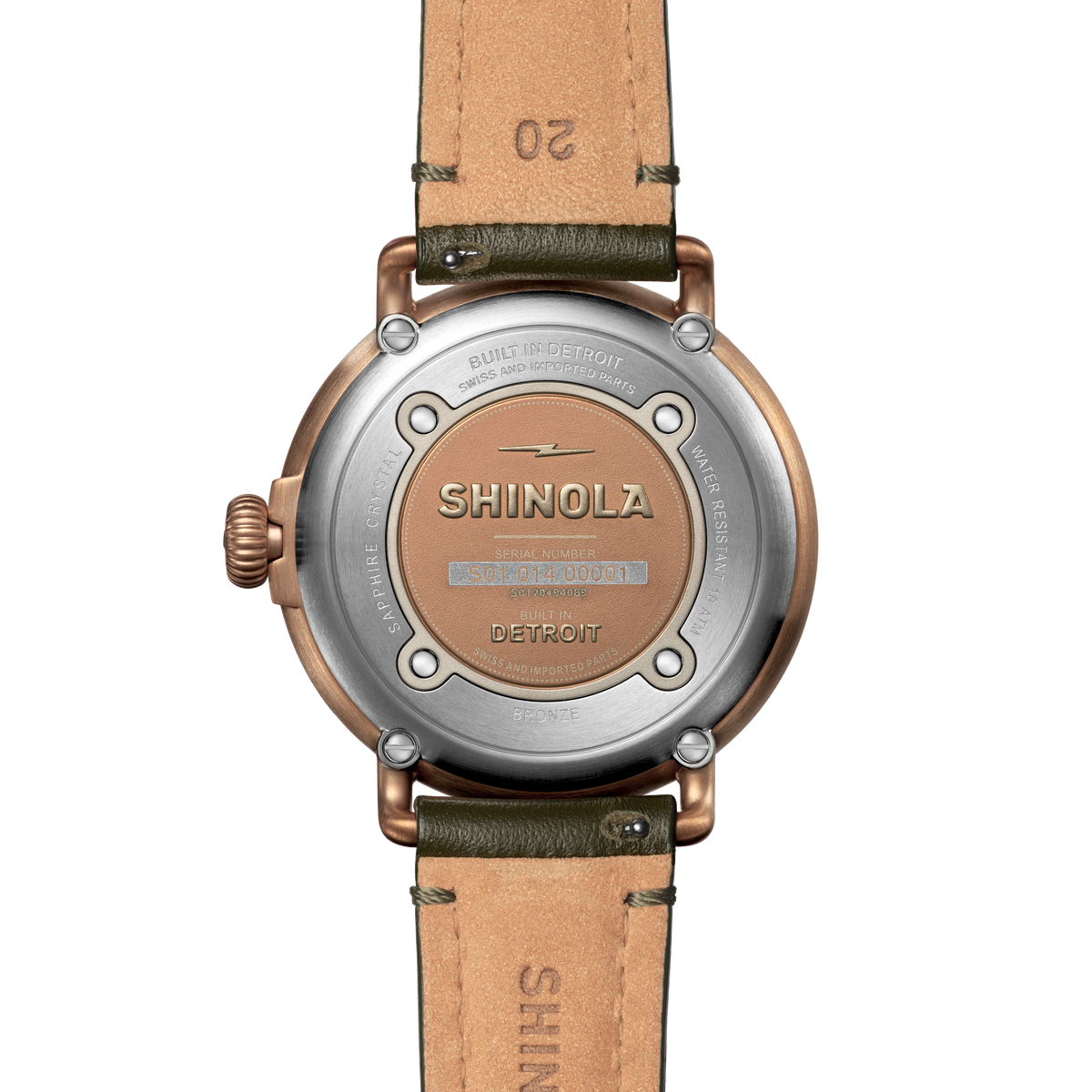 43mm Runwell Subsecond Watch In Bronze with Olive Dial