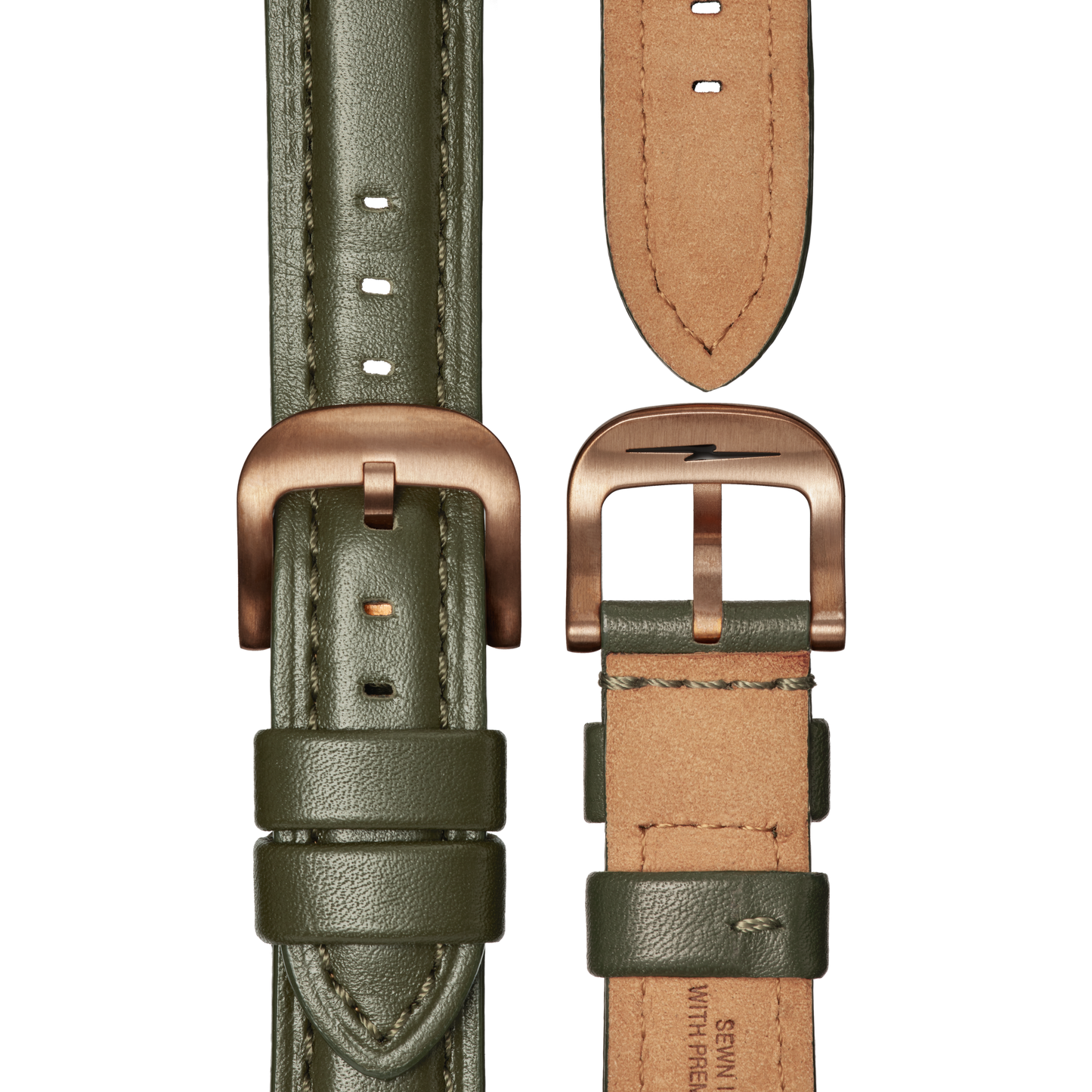 43mm Runwell Subsecond Watch In Bronze with Olive Dial