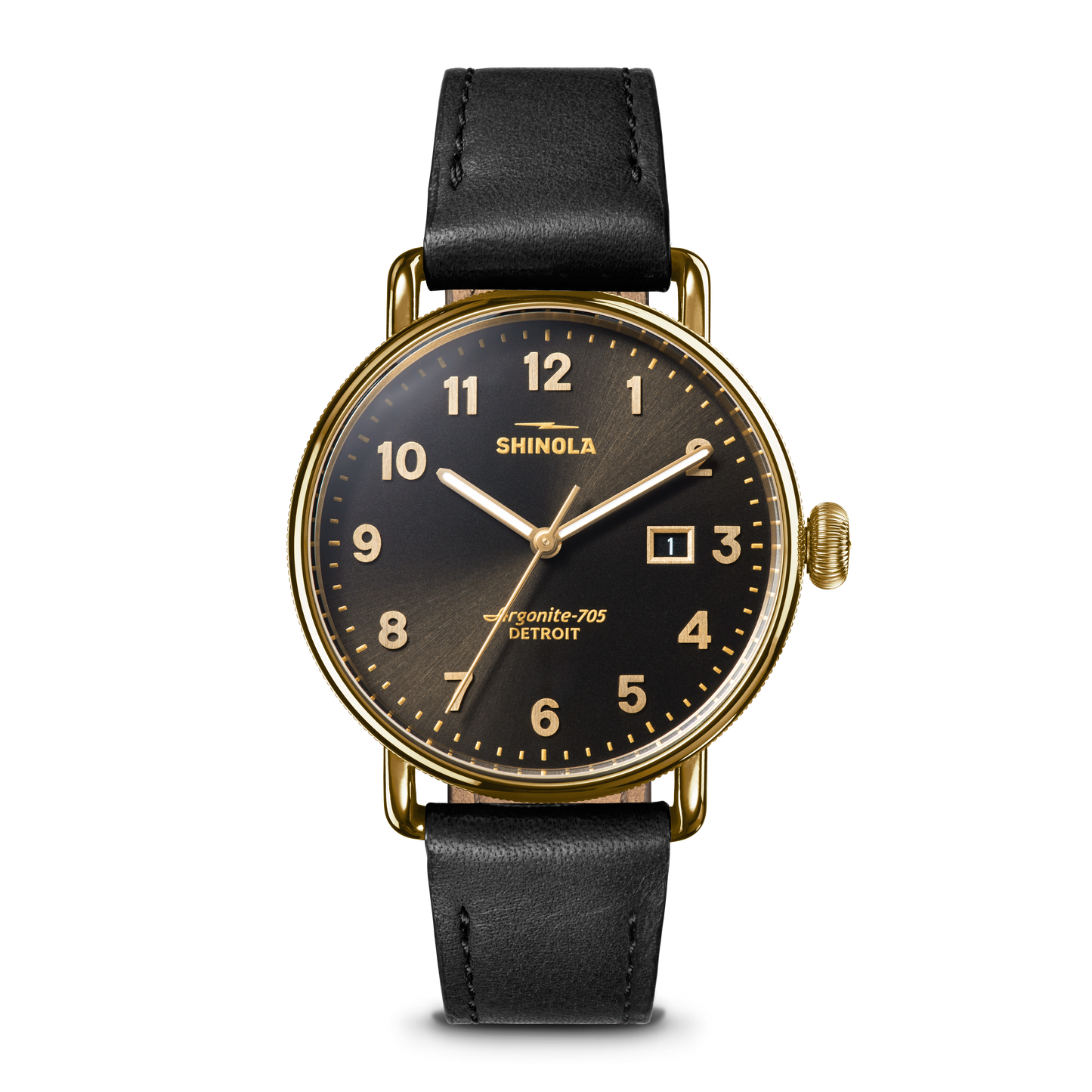 38mm Canfield 3-Hand Watch with Black Dial