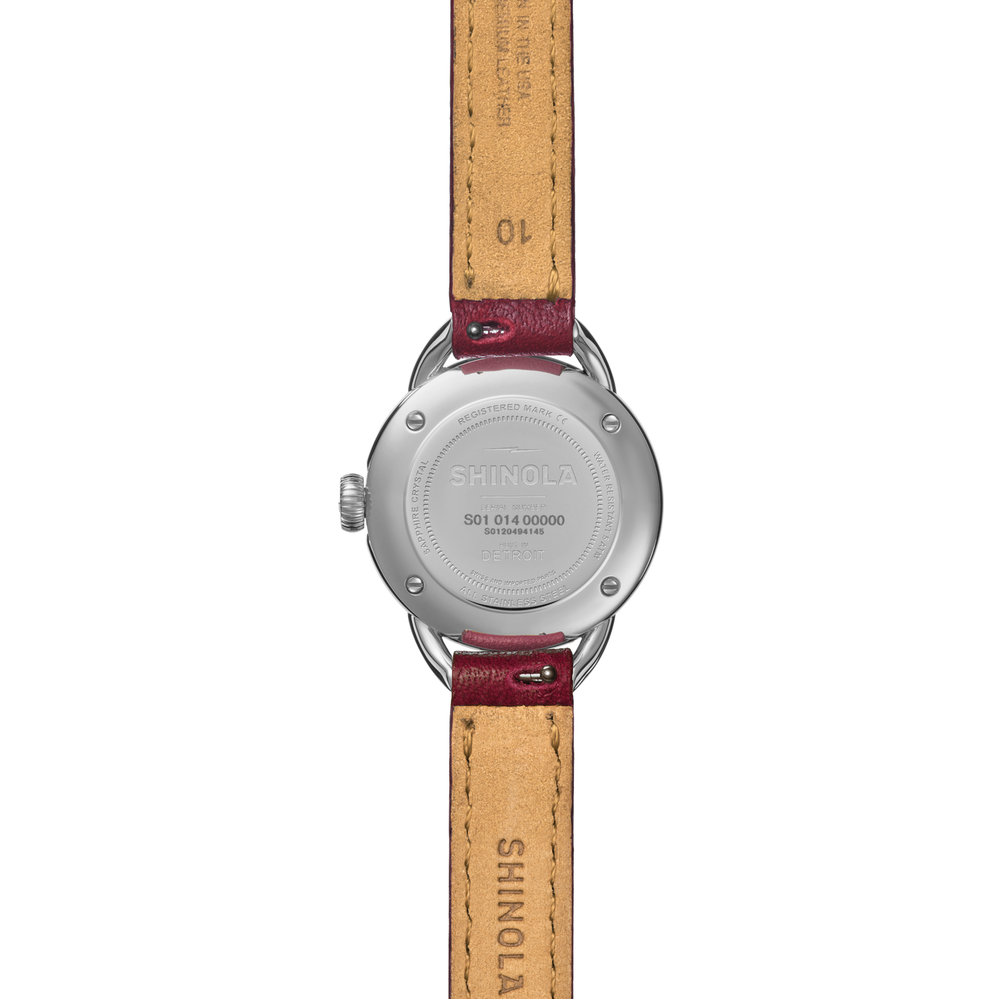 The Shinola Runabout 25mm with Ruby Red MOP Dial