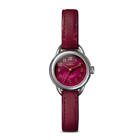 The Shinola Runabout 25mm with Ruby Red MOP Dial