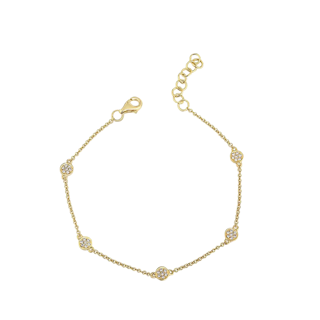 Diamond Disc Station Chain Bracelet