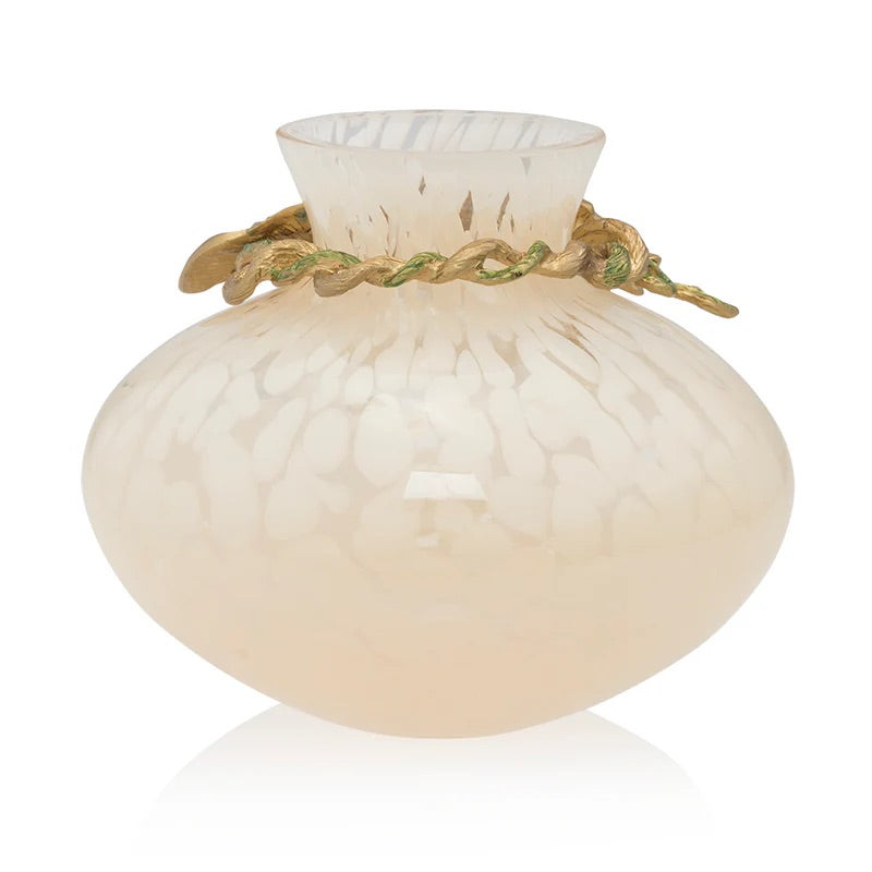 Dappled Glass Holland Leaf & Flower Vase