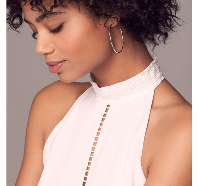 Large Squiggle Hoop Earrings in Sterling Silver