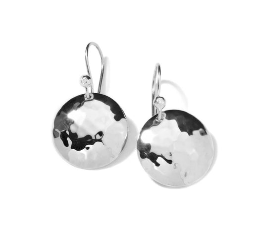 Silver Classico Disc Drop Earrings with Diamonds