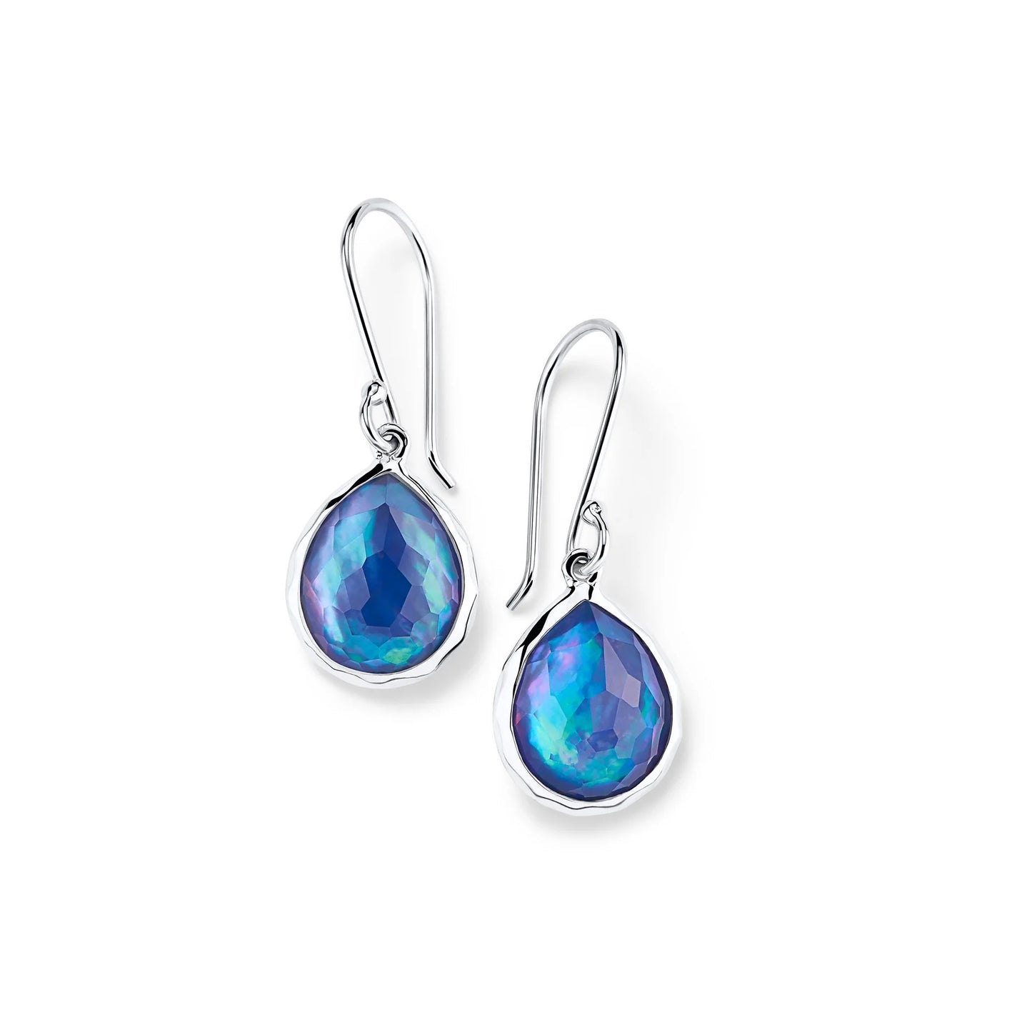 Silver Rock Candy Mini Teardrop Earring in Lapis, MOP, Rock crystal triplet