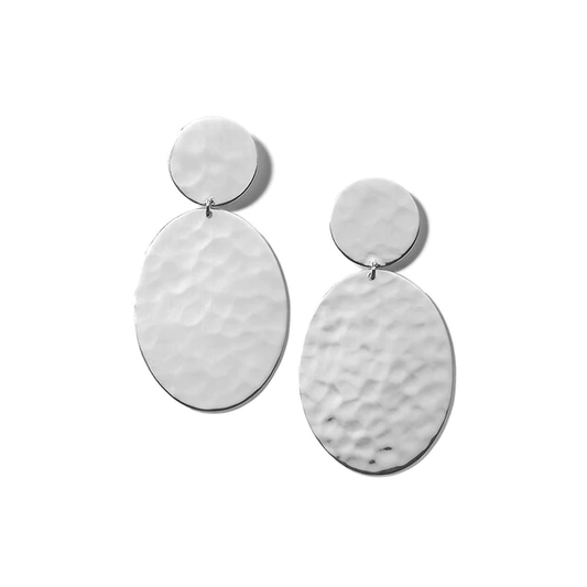 Classico Crinkle Hammered Oval Snowman Earrings in Sterling Silver