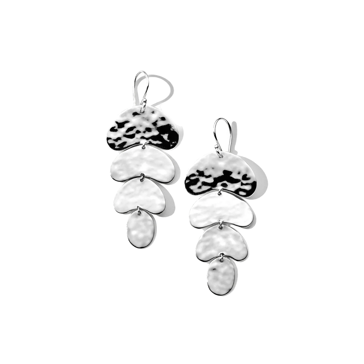 Classico Crinkle Organic Shape 4-Tier Earrings in Sterling Silver