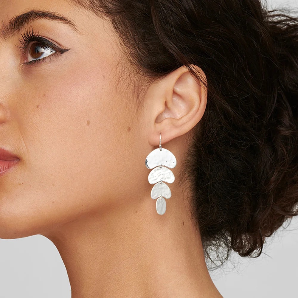 Classico Crinkle Organic Shape 4-Tier Earrings in Sterling Silver