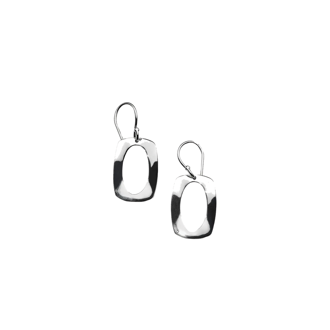 'Classico' Small Rounded Rectangle Wavy Frame Earrings